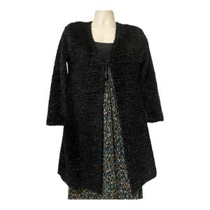 Speculation Evening Coat Black Sparkling very lightweight knee length Large L